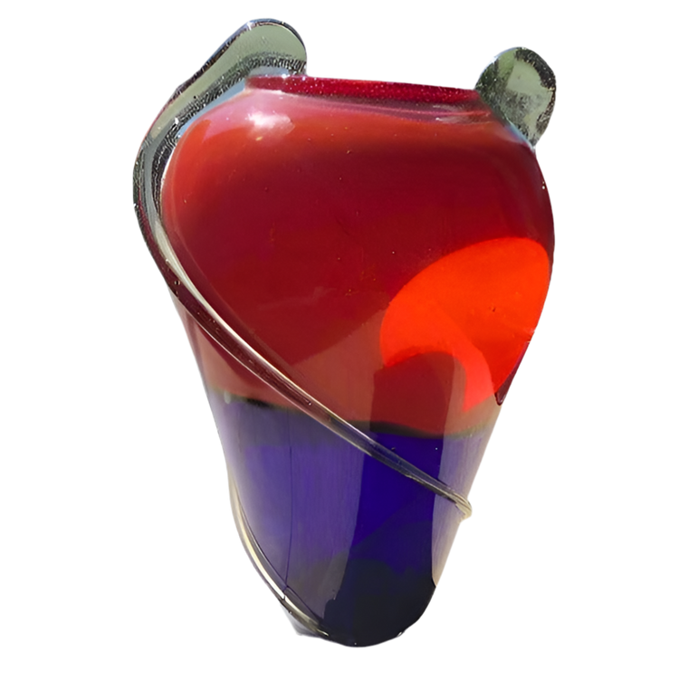 Art Deco Red & Blue Glass Vase-Large