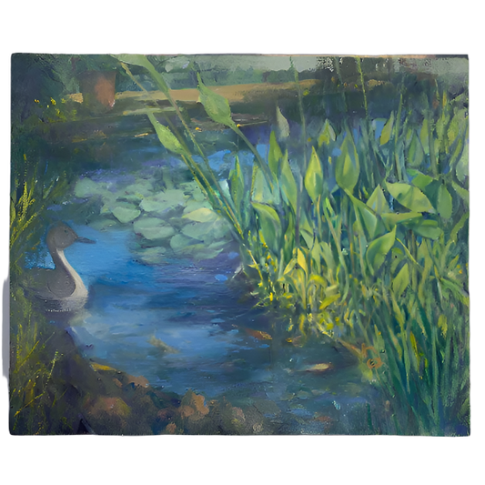 Duck in Pond Oil Painting