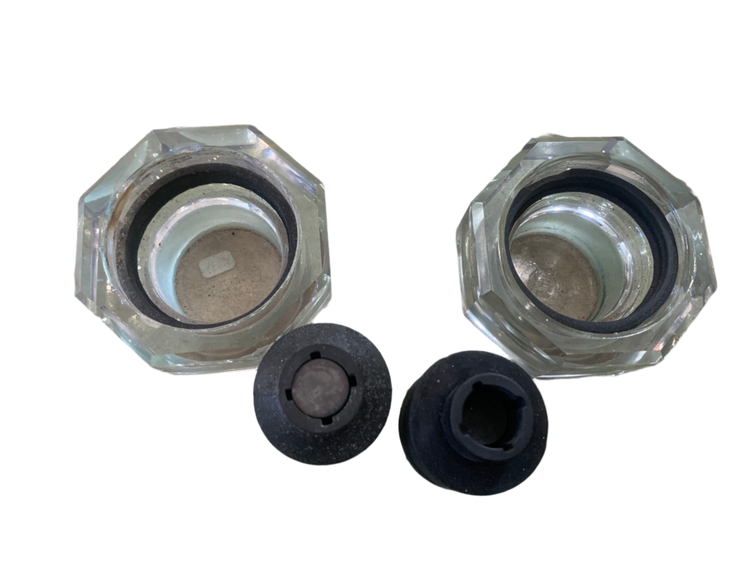 Antique English Double Inkwell Glass Tray