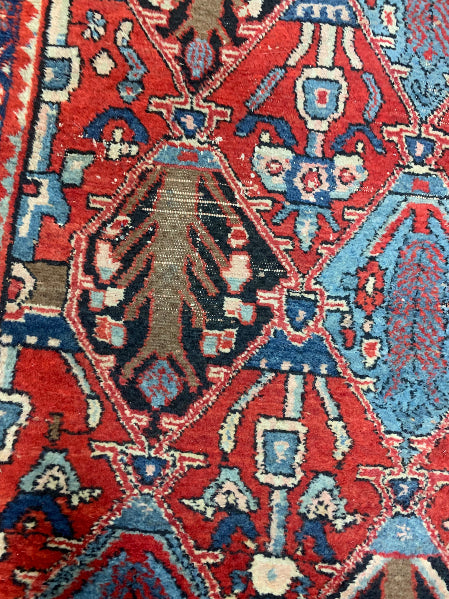 Vintage Persian Hamadan Hand-Knotted Wool Rug