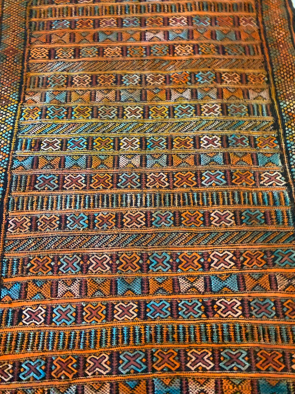 Vintage Handwoven Moroccan Rug – High Atlas – 64” x 34.5” – Beautiful Tribal Design