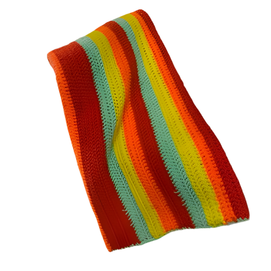 Vintage Crochet Blanket, Retro Striped Throw, Handmade