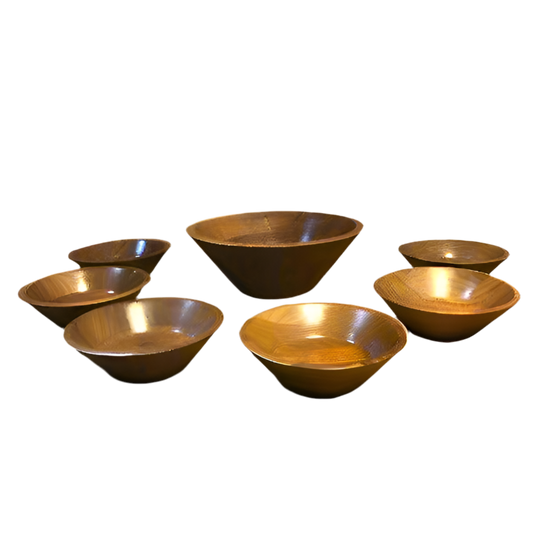 Mid-Century Modern Large Walnut Wood Salad Bowl Set