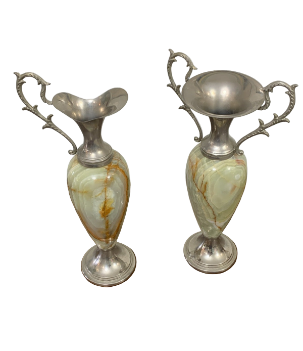 Two decorative vases with marble-like design
