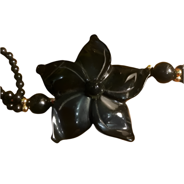 Vintage Black Onyx Flower Necklace