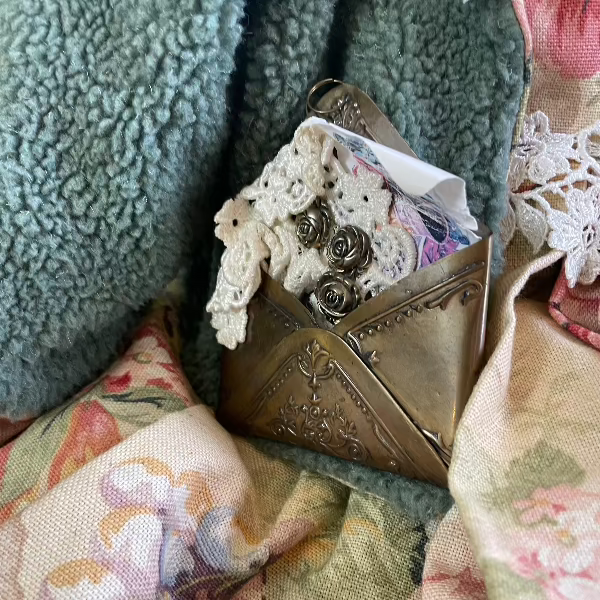 Large Vintage Teddy Bear in Floral Dress