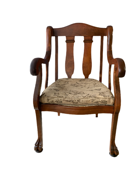 Vintage - Antique Early 20th‑Century Carved Wood Armchair
