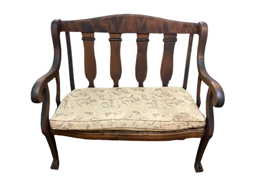 1920s Antique Swedish Wooden Bench With Claw Feet