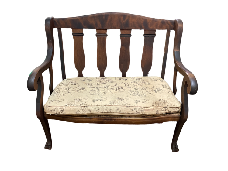 1920s Antique Swedish Wooden Bench With Claw Feet