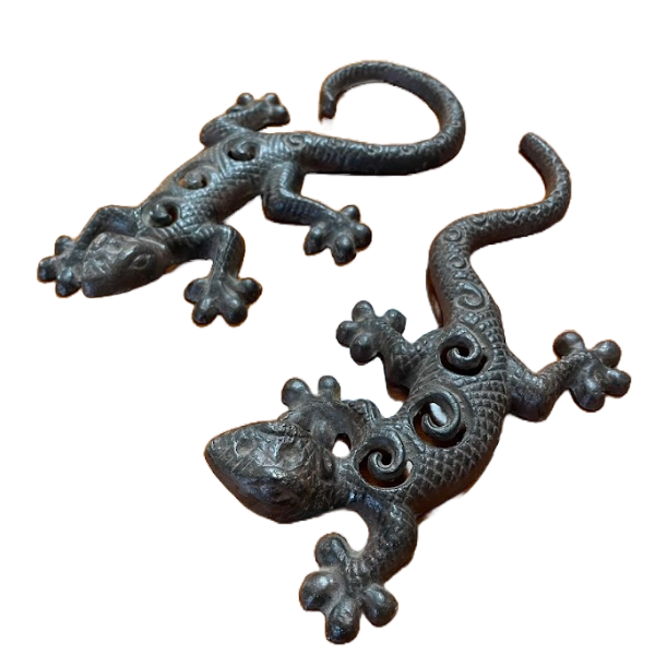 Rustic Iron Gecko Lizard Home Decor - Set of 2