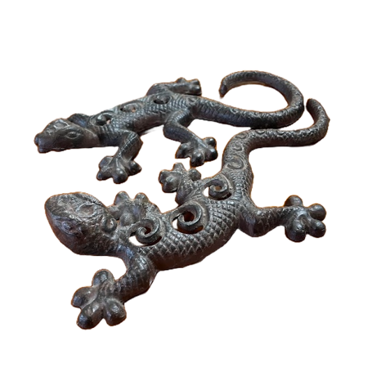 Rustic Iron Gecko Lizard Home Decor - Set of 2