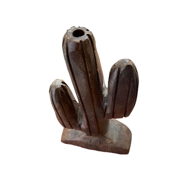 Vintage Ironwood Carved Cactus On Base