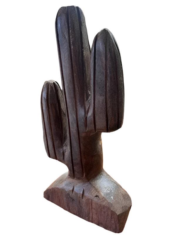 Vintage Ironwood Carved Cactus On Base
