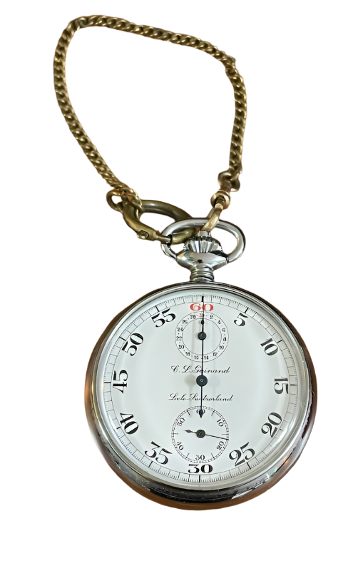 C.L. Guinand Pocket STOPWATCH Rare Circa 1940's Timer Watch