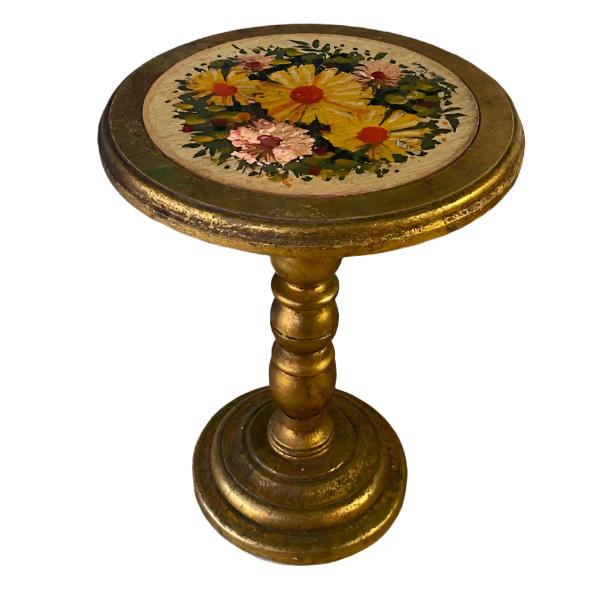 Hand-Painted Wooden Gilded Side Table by Alex Stuard