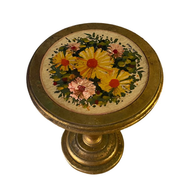 Hand-Painted Wooden Gilded Side Table by Alex Stuard