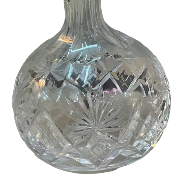 German 800 Silver and Clear Cut Crystal Glass Decanter