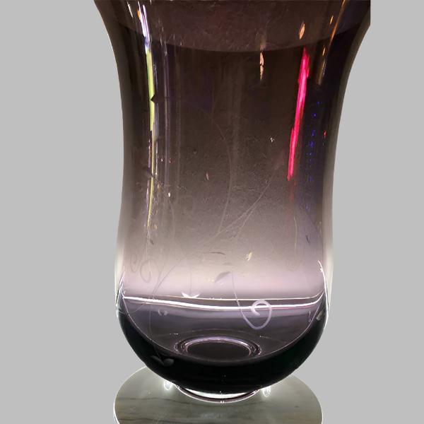 Purple Amethyst Etched Vines Glass Vase