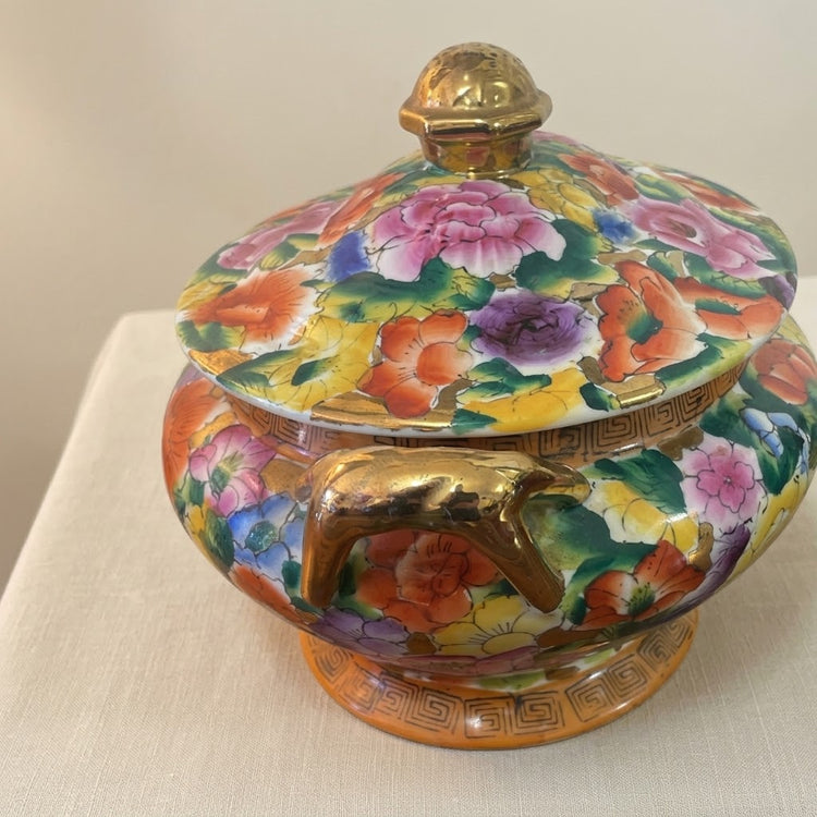 Vintage Chinese Millefleur Porcelain Lidded Tureen