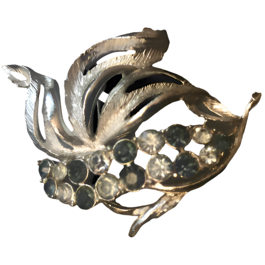 Vintage Blue Rhinestone Brooch and Earrings Set