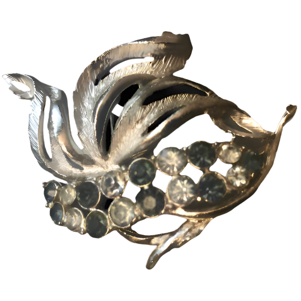 Vintage Blue Rhinestone Brooch and Earrings Set