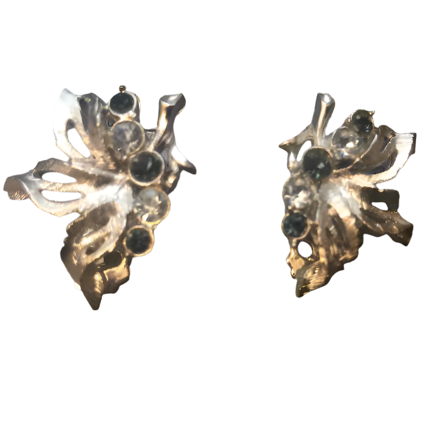 Vintage Blue Rhinestone Brooch and Earrings Set