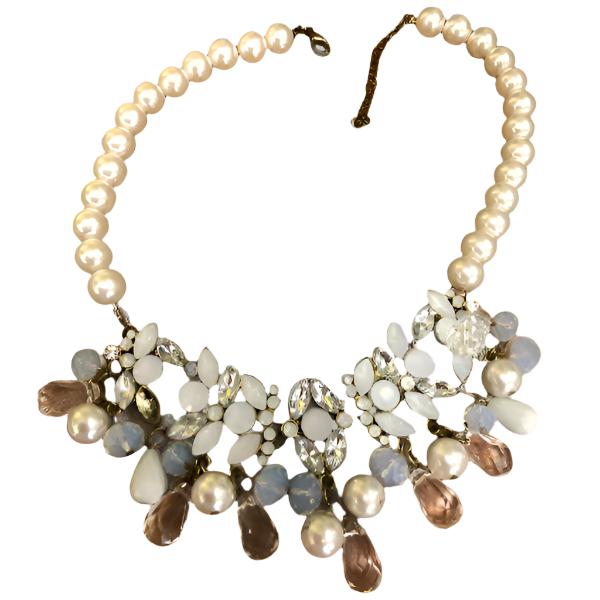 Vintage Multi-Flower Design Cascade Necklace