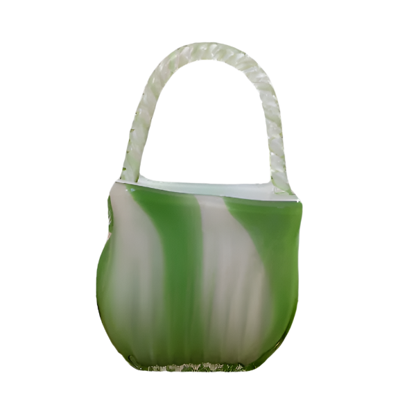 Vintage Peppermint Swirl Glass Purse Vase