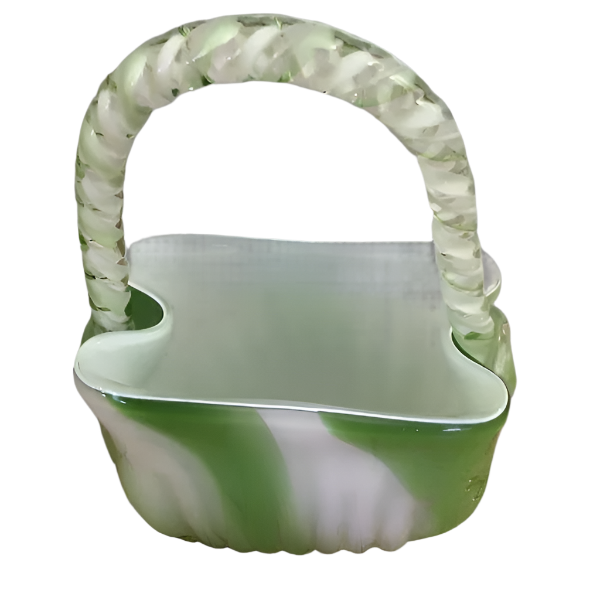 Vintage Peppermint Swirl Glass Purse Vase