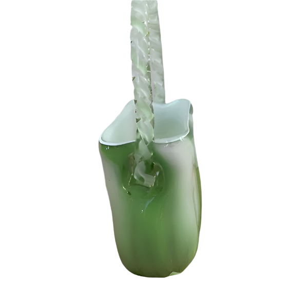 Vintage Peppermint Swirl Glass Purse Vase