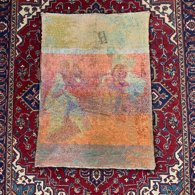 Antique Belgian Romantic Scene Tapestry Wall Hanging