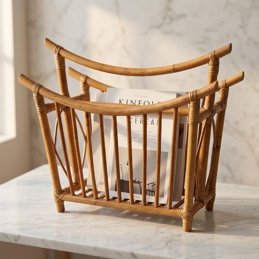 Mid Century Bent Bamboo C&k Importers Magazine Rack