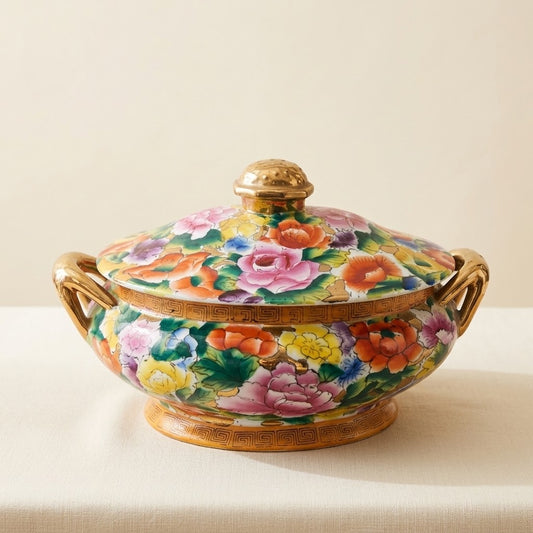 Vintage Chinese Millefleur Porcelain Lidded Tureen
