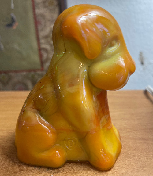 Vintage Pooch The Dog Degenhart Bittersweet Slag Glass UV Glow Marked