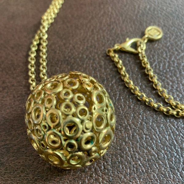 Givenchy Gold-Tone Chain Necklace Round Ball Pendant