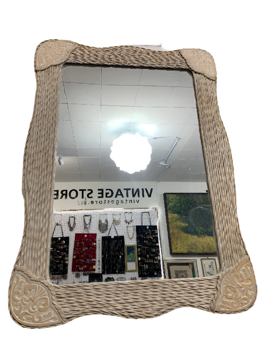 Wicker Mirror Pier one 1 Imports Jamaica Rattan Regency Cottage Tropical Boho