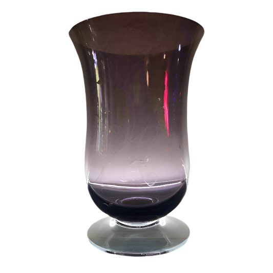 Purple Amethyst Etched Vines Glass Vase