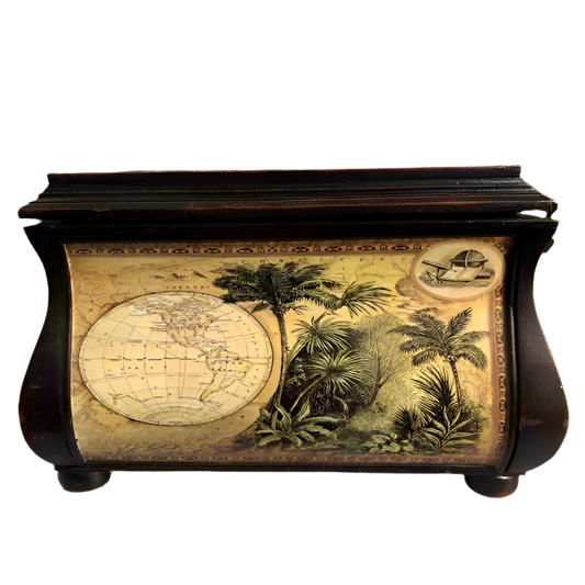 Vintage Old Map Trunk Chest