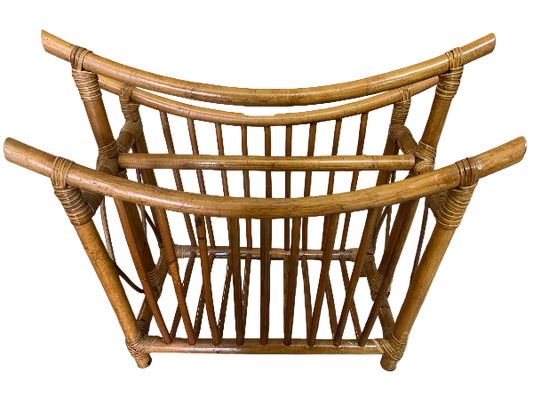 Mid Century Bent Bamboo C&k Importers Magazine Rack