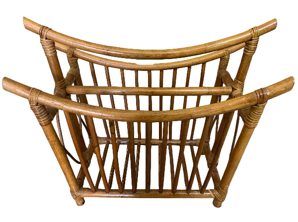 Mid Century Bent Bamboo C&k Importers Magazine Rack