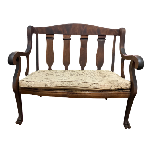 1920s Antique Swedish Wooden Bench With Claw Feet