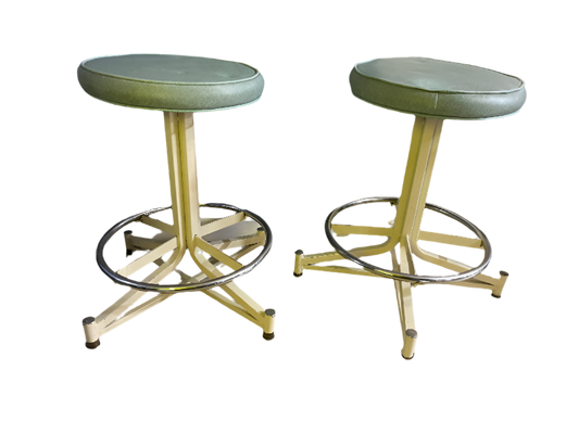 Vintage Mid-Century Modern Swivel Stools – Set of 2