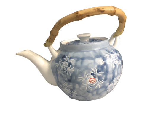 Japanese Ceramic & Bamboo Handle Teapot