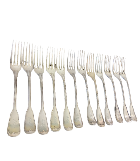 Set of  12 silver plate forks 