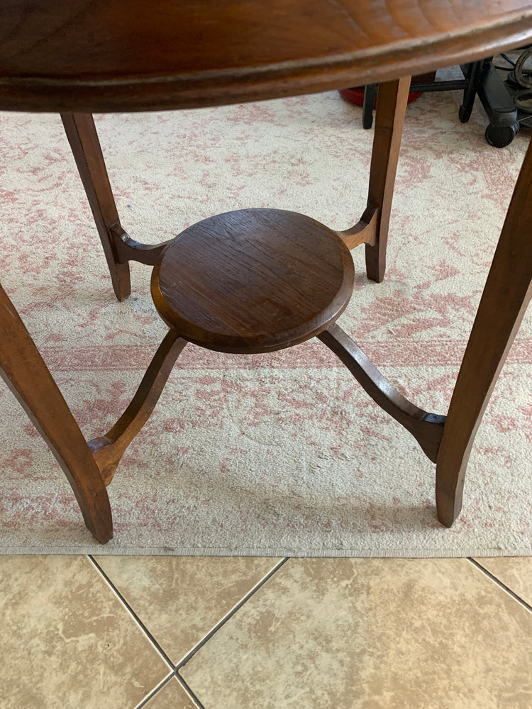 Vintage Solid Wood Oval Side Table French Country Accent Table