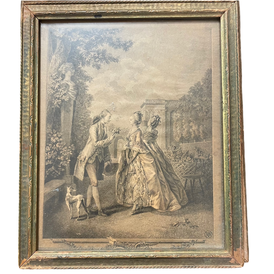 Antique Dresser Jewelry Box with a Lithograph under glass by Francois Robert Ingouf