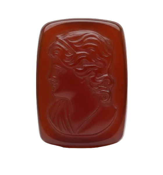 Vintage Carnelian Intaglio Gemstone Pair – Classical Female Profile – 13 x 18 mm