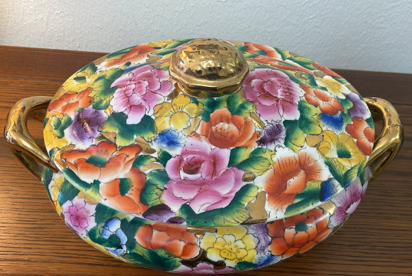 Vintage Chinese Millefleur Porcelain Lidded Tureen