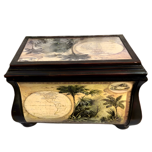 Vintage Old Map Trunk Chest