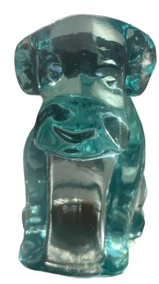 Vintage Degenhart Dog Figurine in Light Blue Uranium Glass